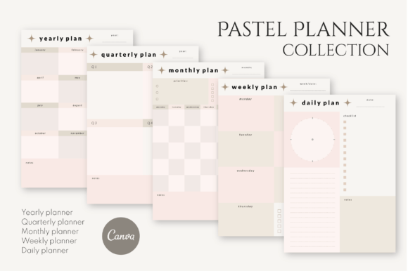 Download Pastel Canva Planner Template Set - Canva planner template Collection