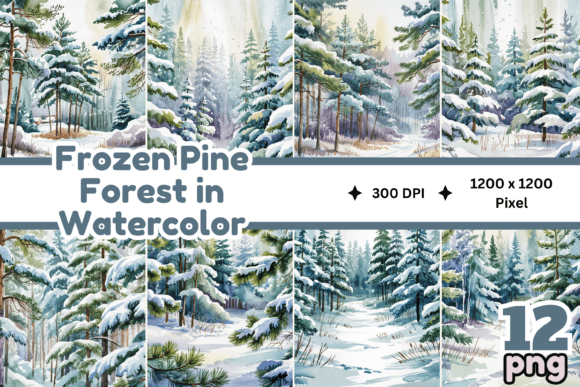 Download Frozen Pine Forest in Watercolor - Premium Resources