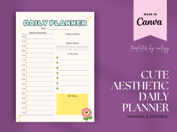 Download Cute Daily Planner Template for Canva - Planner template Collection
