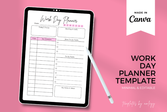 Download Minimalist Work Day Planner Template - Planner template Collection