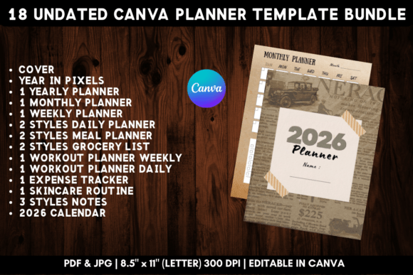 Download Printable Canva Planner Template Bundle - Canva planner template Collection
