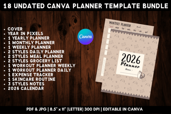 Download Printable Canva Planner Template Bundle - Canva planner template Collection