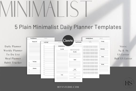Download Minimalist Daily CANVA Planner Templates - Canva planner template Collection