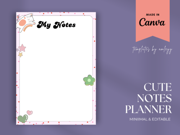 Download Cute Notes Planner Template Canva Retro - Planner template Collection