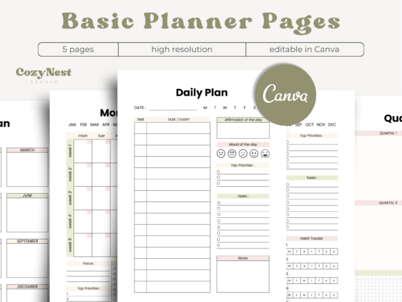 Download Canva Planner Template Bundle Printable - Canva planner template Collection