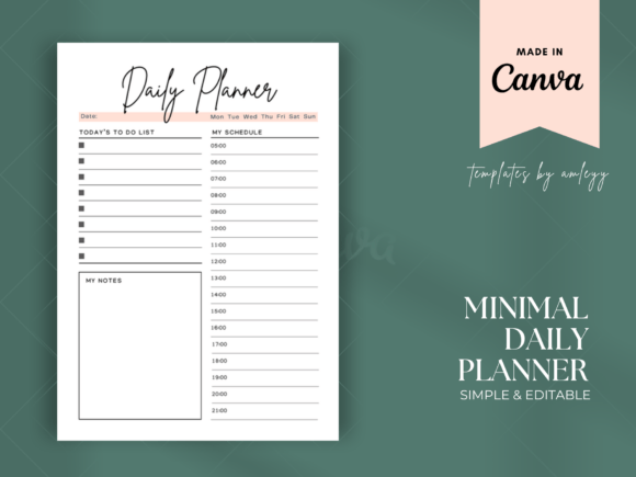 Download Minimal Daily Planner Template Canva - Planner template Collection