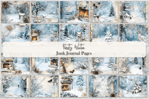 Download Frosty Winter Junk Journal Page Bundle - Premium Resources