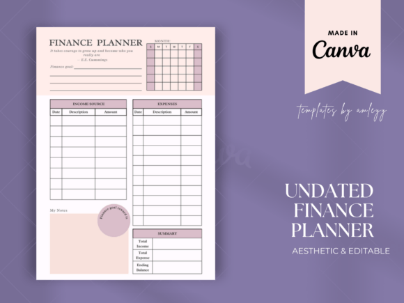 Download Undated Finance Planner Template - Planner template Collection