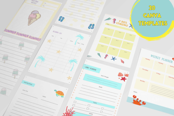 Download Summer Theme Canva Planner Template - Canva planner template Collection