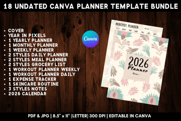 Download Printable Canva Planner Template Bundle - Canva planner template Collection