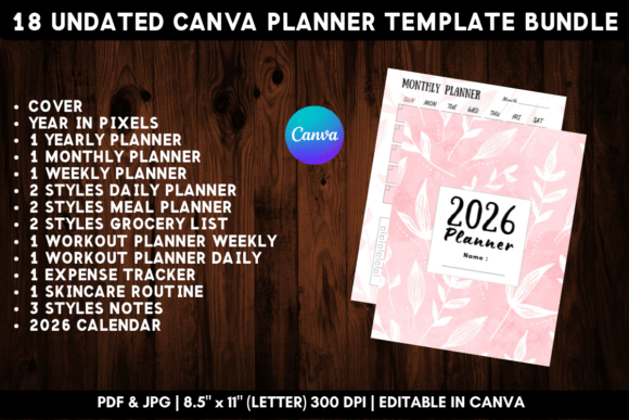 Download Printable Canva Planner Template Bundle - Canva planner template Collection