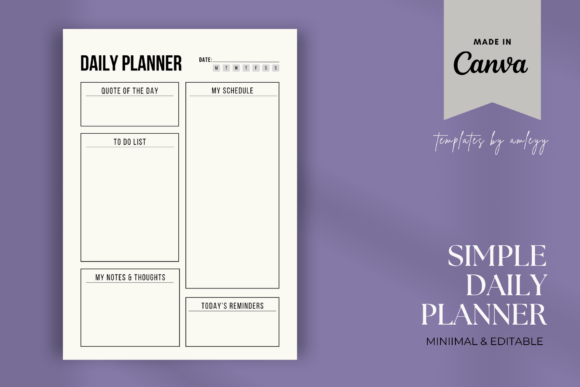 Download Simple Daily Planner Template | Canva - Planner template Collection