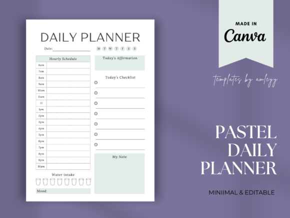 Download Pastel Daily Planner Template for Canva - Planner template Collection