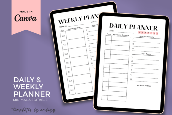 Download Minimal Daily &amp; Weekly Planner Template - Planner template Collection