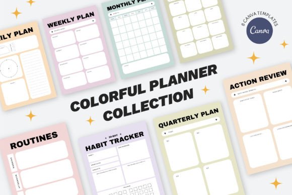 Download Colorful CANVA Planner Template Set - Canva planner template Collection