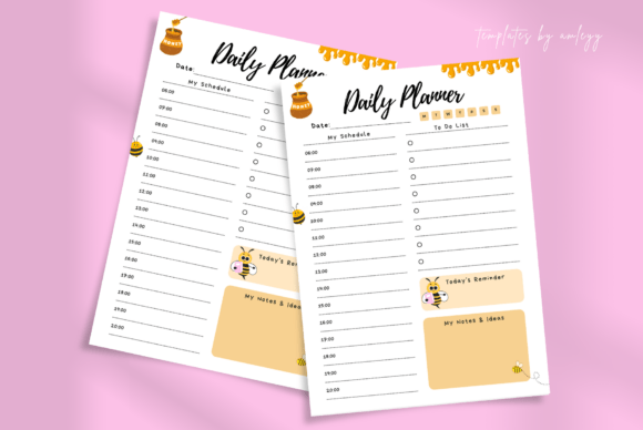 Download Cute Bee-Themed Daily Planner Template - Planner template Collection