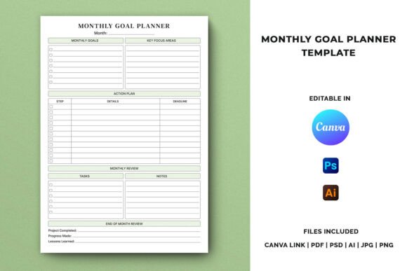 Download Monthly Goal Planner Template - Planner template Collection