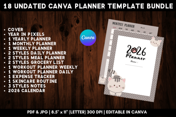 Download Printable Canva Planner Template Bundle - Canva planner template Collection