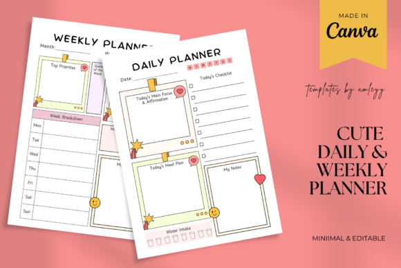 Download Cute Daily &amp; Weekly Planner Template - Planner template Collection