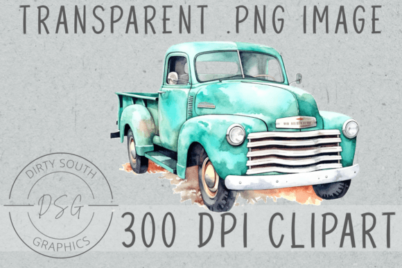 Download Watercolor Vintage Turquoise Truck - Turquoise Collection